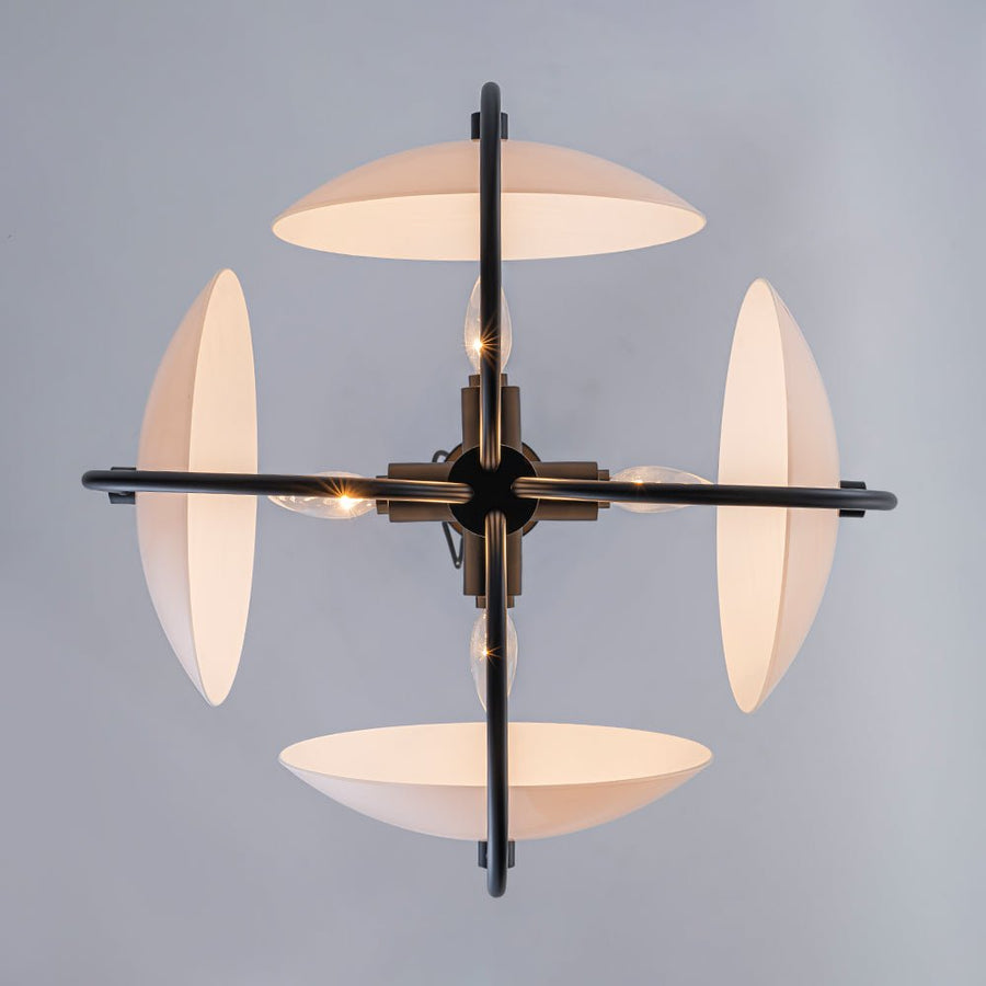 Farmhouze Light - Scandinavian 4 - Light Milky Glass Saucer Sputnik Chandelier - Chandelier - White Glass - 