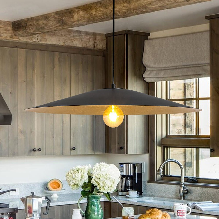 Farmhouze Light - Scandinavian Oversized Iron Shallow Dome Pendant Light - Chandelier - L - 31.5 in - 