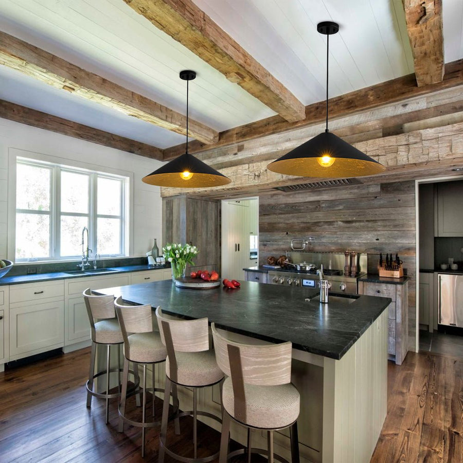 Farmhouze Light - Scandinavian Oversized Iron Shallow Dome Pendant Light - Chandelier - L - 31.5 in - 