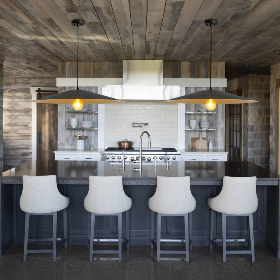 Farmhouze Light - Scandinavian Oversized Iron Shallow Dome Pendant Light - Chandelier - L - 31.5 in - 