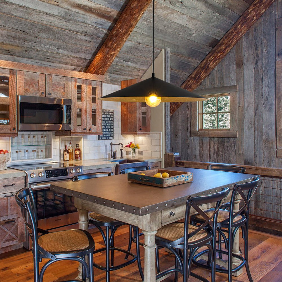 Farmhouze Light - Scandinavian Oversized Iron Shallow Dome Pendant Light - Chandelier - M - 25.6 in - 