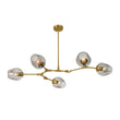 Load image into Gallery viewer, Farmhouze Light-Sculptural 5-Light Gray Tinted Glass Globe Branch Island Pendant-Chandelier-Brass-
