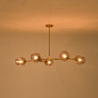 Load image into Gallery viewer, Farmhouze Light-Sculptural 5-Light Gray Tinted Glass Globe Branch Island Pendant-Chandelier-Brass-
