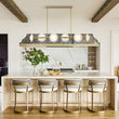 Load image into Gallery viewer, Farmhouze Light-Sculptural Brass Layered Frosted Glass Linear Island Pendant-Chandelier-Brass-
