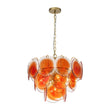 Load image into Gallery viewer, Farmhouze Light-Sculptural Retro Tangerine Glass Disc Tiered Round Chandelier-Chandelier-Brass-

