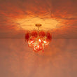 Load image into Gallery viewer, Farmhouze Light-Sculptural Retro Tangerine Glass Disc Tiered Round Chandelier-Chandelier-Brass-
