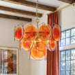 Load image into Gallery viewer, Farmhouze Light-Sculptural Retro Tangerine Glass Disc Tiered Round Chandelier-Chandelier-Brass-
