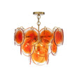 Load image into Gallery viewer, Farmhouze Light-Sculptural Retro Tangerine Glass Disc Tiered Round Chandelier-Chandelier-Brass-
