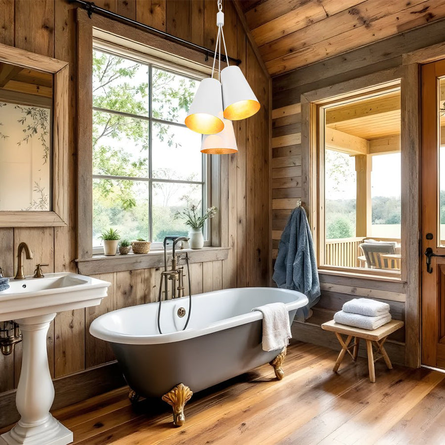 Farmhouze Light - Shaker Cluster Metal Cone 3 - Light Kitchen Pendant - Chandelier - Black - 