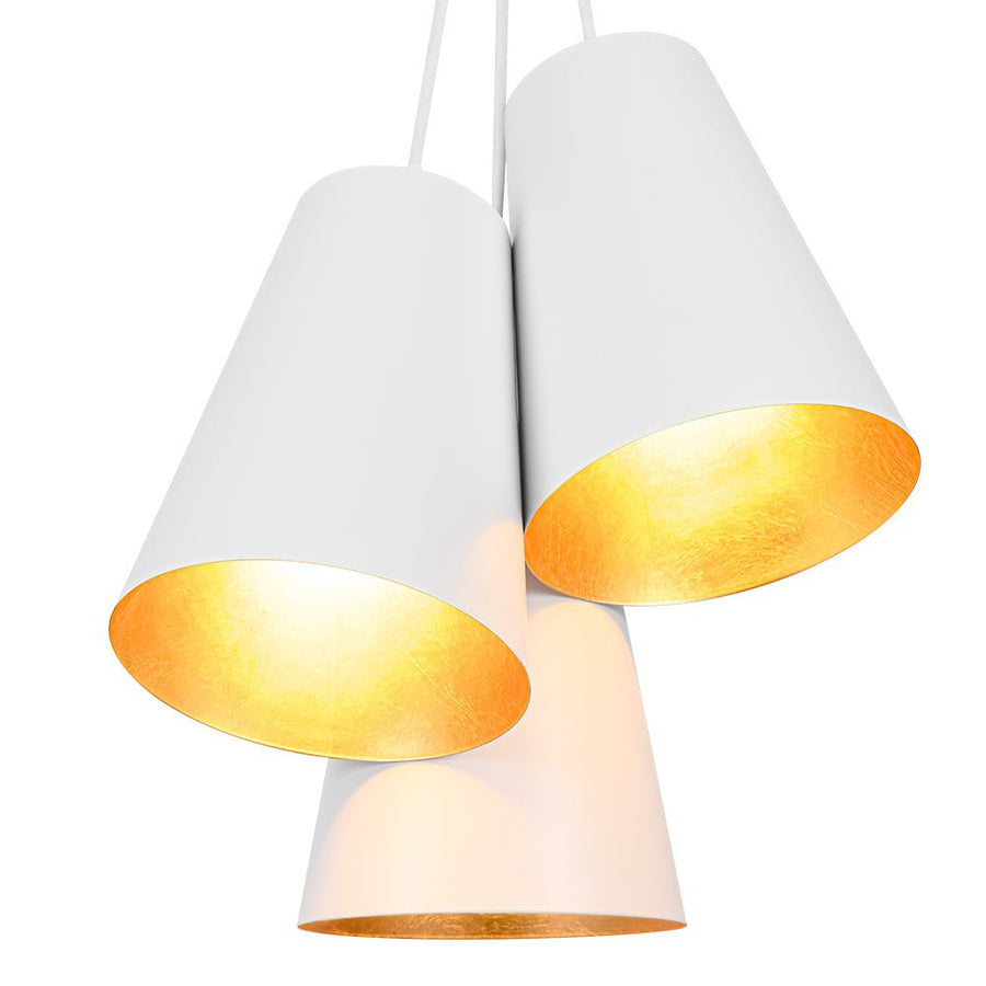 Farmhouze Light - Shaker Cluster Metal Cone 3 - Light Kitchen Pendant - Chandelier - White - 