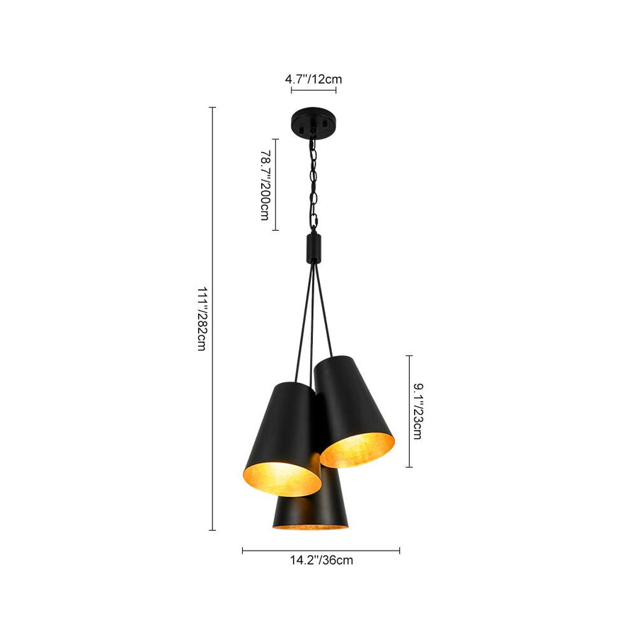 Farmhouze Light - Shaker Cluster Metal Cone 3 - Light Kitchen Pendant - Chandelier - White - 