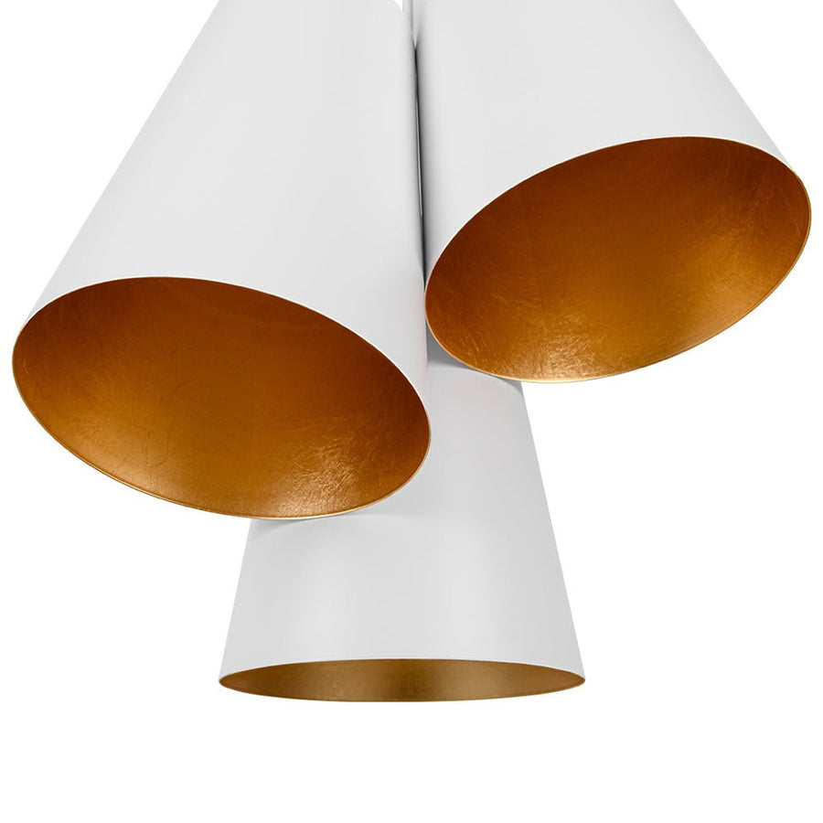 Farmhouze Light - Shaker Cluster Metal Cone 3 - Light Kitchen Pendant - Chandelier - White - 