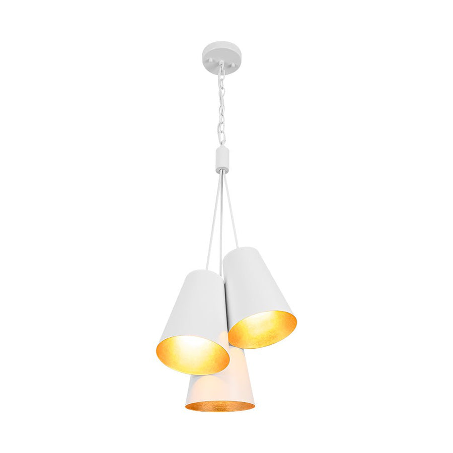 Farmhouze Light - Shaker Cluster Metal Cone 3 - Light Kitchen Pendant - Chandelier - White - 