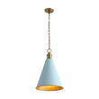 Load image into Gallery viewer, Farmhouze Light - Shaker Style Aged Brass Single Soft Blue Cone Pendant Light - Pendant - Blue + Brass - 
