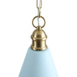 Load image into Gallery viewer, Farmhouze Light - Shaker Style Aged Brass Single Soft Blue Cone Pendant Light - Pendant - Blue + Brass - 
