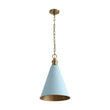 Load image into Gallery viewer, Farmhouze Light - Shaker Style Aged Brass Single Soft Blue Cone Pendant Light - Pendant - Blue + Brass - 
