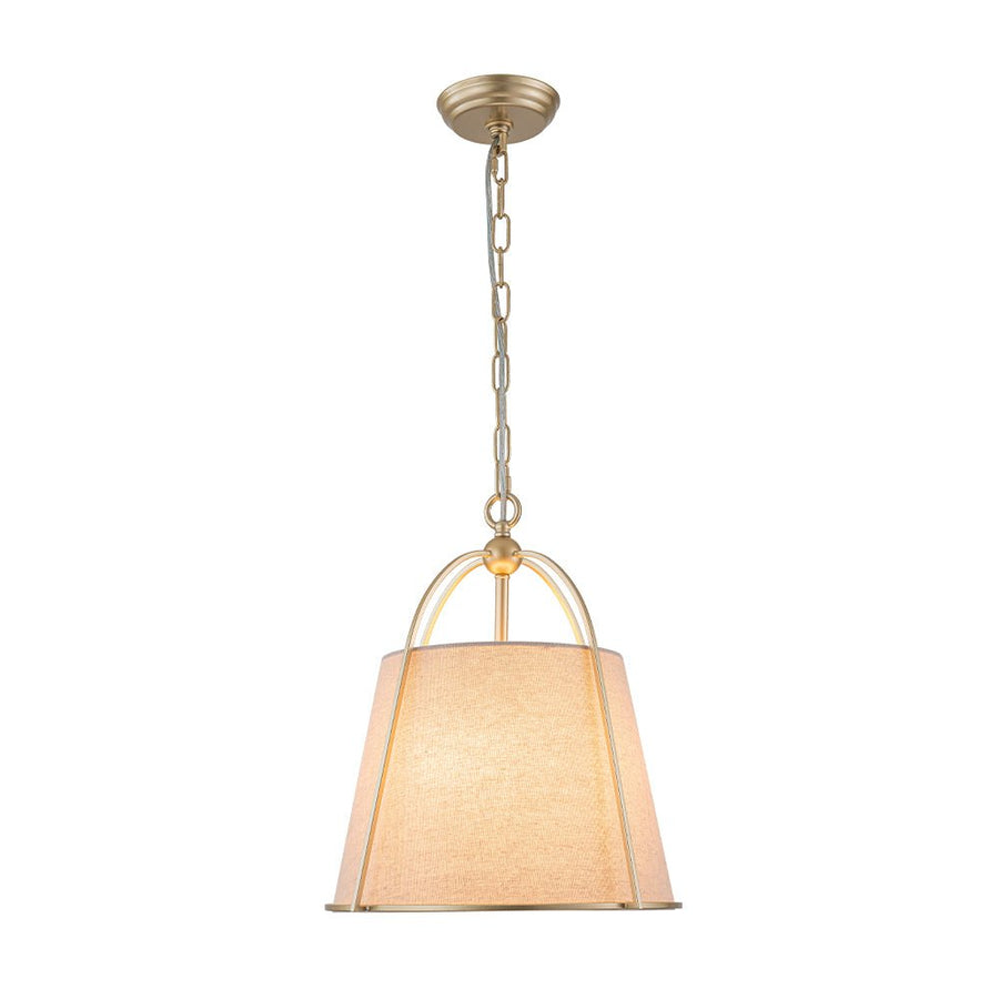 Farmhouze Light - Spanish Farmhouse 1 - Light Drum Beige Linen Lantern Pendant - Chandelier - 14.6 in - 