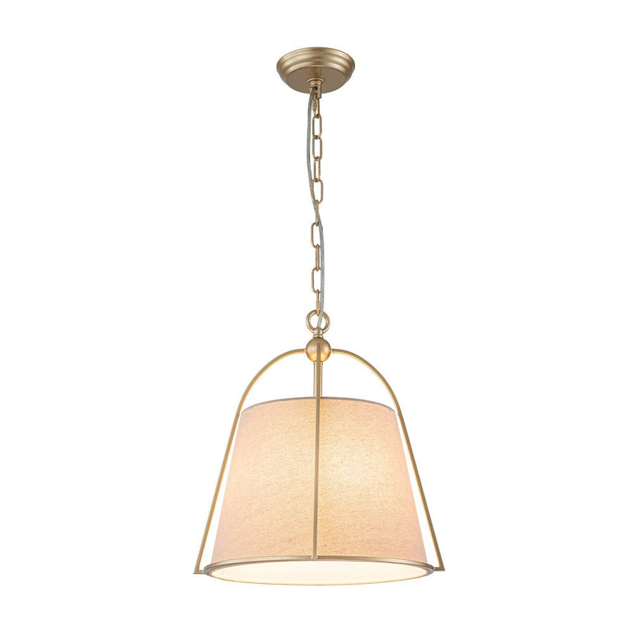 Farmhouze Light - Spanish Farmhouse 1 - Light Drum Beige Linen Lantern Pendant - Chandelier - 14.6 in - 