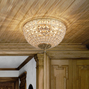 Farmhouze Light - Spanish Luxury Brass Crystal Dome Flush Mount Ceiling Light - Ceiling Light - 15 in - 