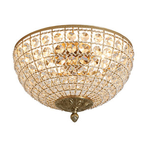 Farmhouze Light - Spanish Luxury Brass Crystal Dome Flush Mount Ceiling Light - Ceiling Light - 15 in - 