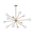 Load image into Gallery viewer, Farmhouze Light - Statement 12 - Light Frosted Glass Globe Sputnik Sunburst Chandelier - Chandelier - Brass - 
