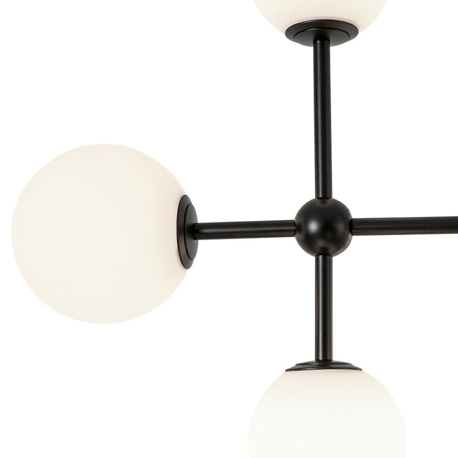 Farmhouze Light - Statement Celestial Milky Glass Globe Tiered Sputnik Chandelier - Ceiling Light - Black - 