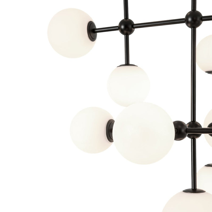 Farmhouze Light - Statement Celestial Milky Glass Globe Tiered Sputnik Chandelier - Ceiling Light - Black - 