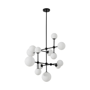 Farmhouze Light - Statement Celestial Milky Glass Globe Tiered Sputnik Chandelier - Ceiling Light - Black - 