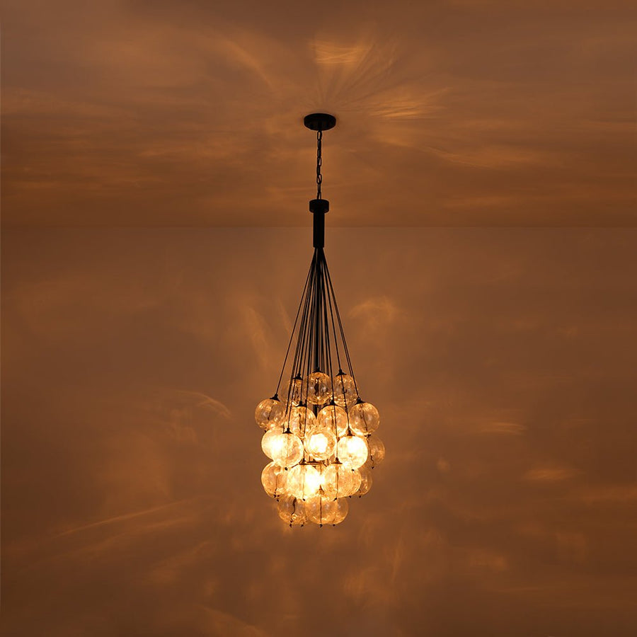 Farmhouze Light - Statement Cluster Bubble Hammered Glass Globe Chandelier - Chandelier - 5 Bulbs - 