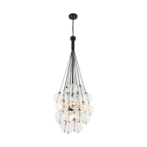 Farmhouze Light - Statement Cluster Bubble Hammered Glass Globe Chandelier - Chandelier - 5 Bulbs - 
