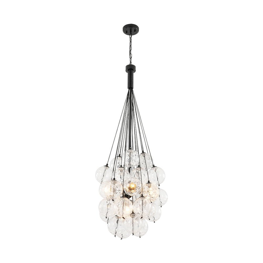 Farmhouze Light - Statement Cluster Bubble Hammered Glass Globe Chandelier - Chandelier - 5 Bulbs - 