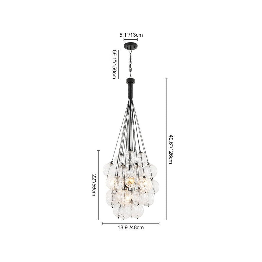 Farmhouze Light - Statement Cluster Bubble Hammered Glass Globe Chandelier - Chandelier - 5 Bulbs - 
