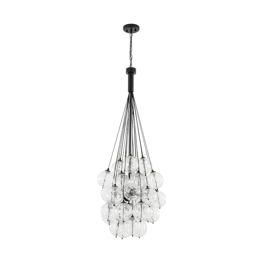 Farmhouze Light - Statement Cluster Bubble Hammered Glass Globe Chandelier - Chandelier - 5 Bulbs - 
