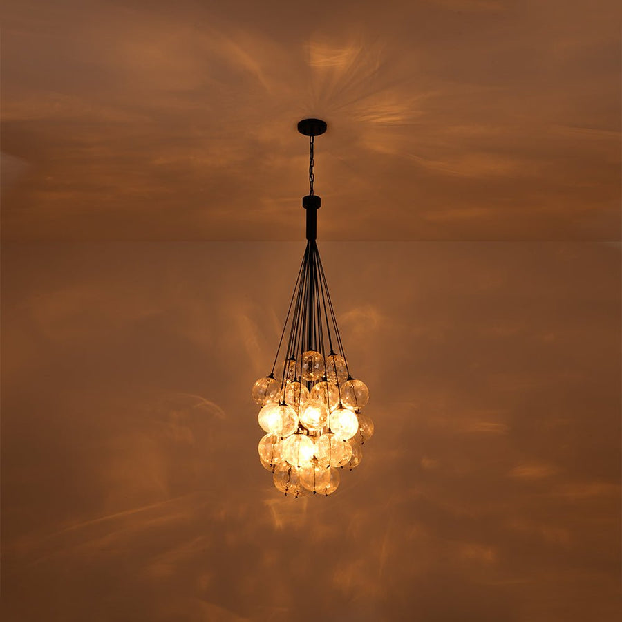 Farmhouze Light - Statement Cluster Bubble Hammered Glass Globe Chandelier - Chandelier - 5 Bulbs - 