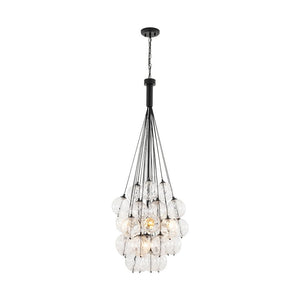 Farmhouze Light - Statement Cluster Bubble Hammered Glass Globe Chandelier - Chandelier - 5 Bulbs - 