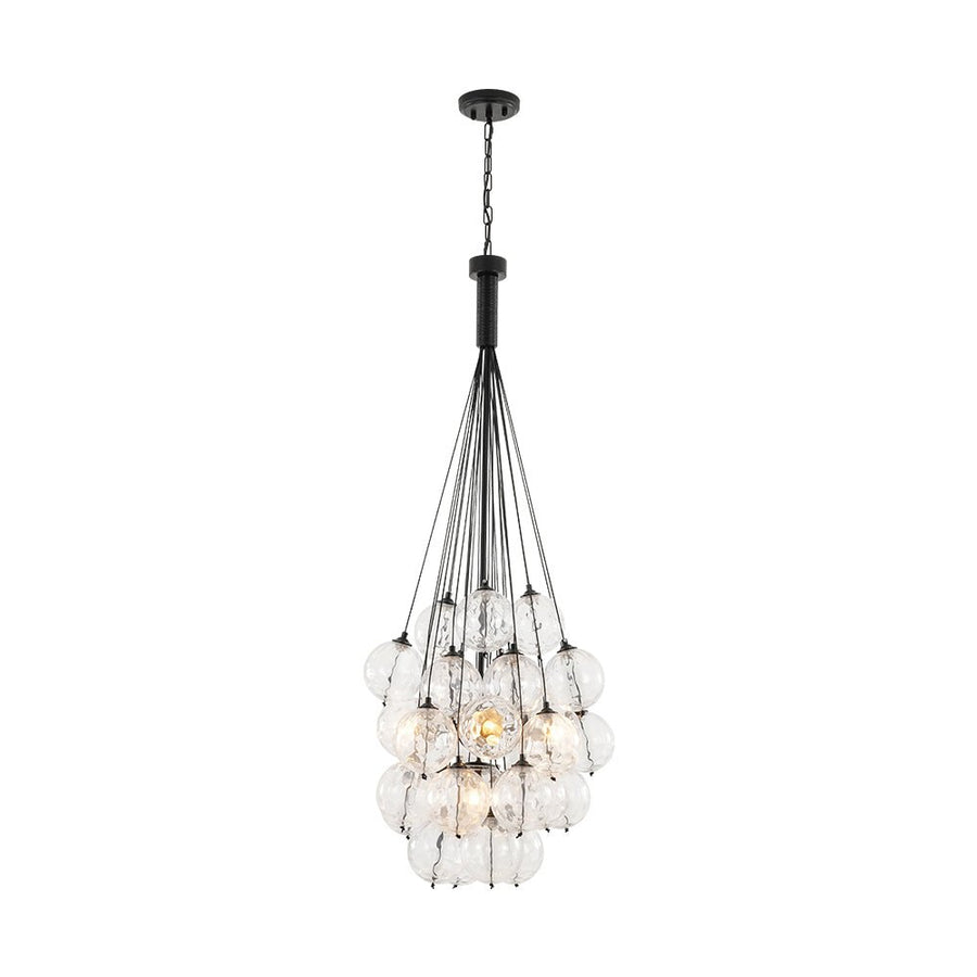Farmhouze Light - Statement Cluster Bubble Hammered Glass Globe Chandelier - Chandelier - 5 Bulbs - 