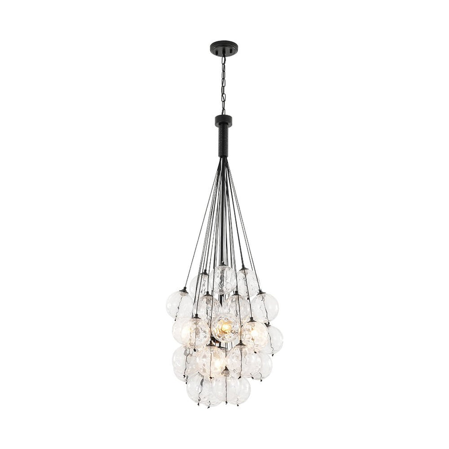 Farmhouze Light - Statement Cluster Bubble Hammered Glass Globe Chandelier - Chandelier - 5 Bulbs - 