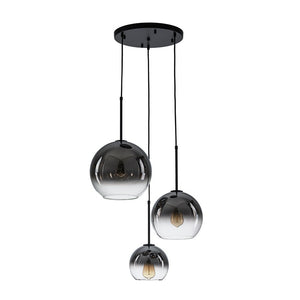 Farmhouze Light - Stylish 3 - Light Gradient Glass Globe Pendant Light - Chandelier - Chrome Tone - 