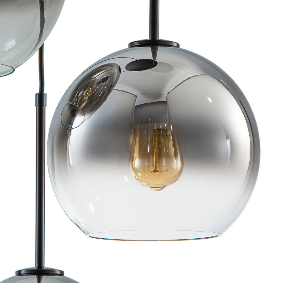 Farmhouze Light - Stylish 3 - Light Gradient Glass Globe Pendant Light - Chandelier - Gold Tone - 