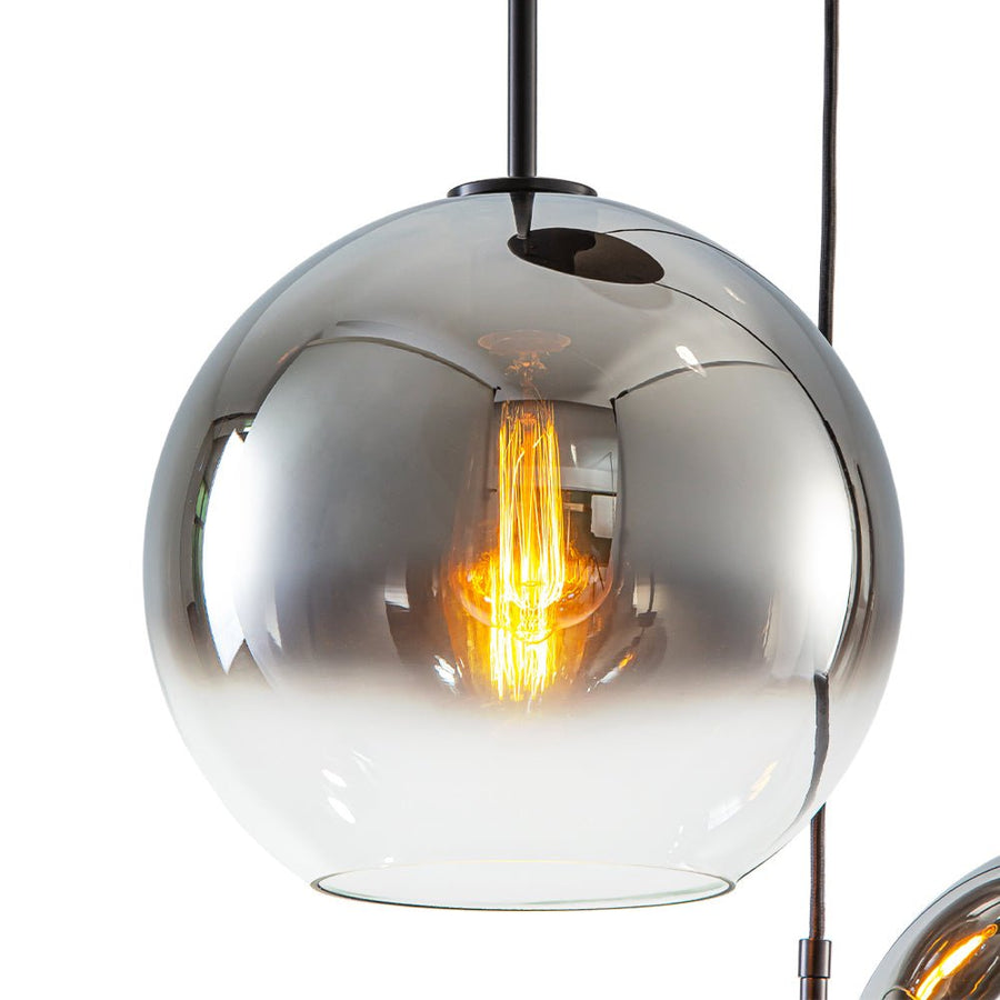 Farmhouze Light - Stylish 3 - Light Gradient Glass Globe Pendant Light - Chandelier - Gold Tone - 