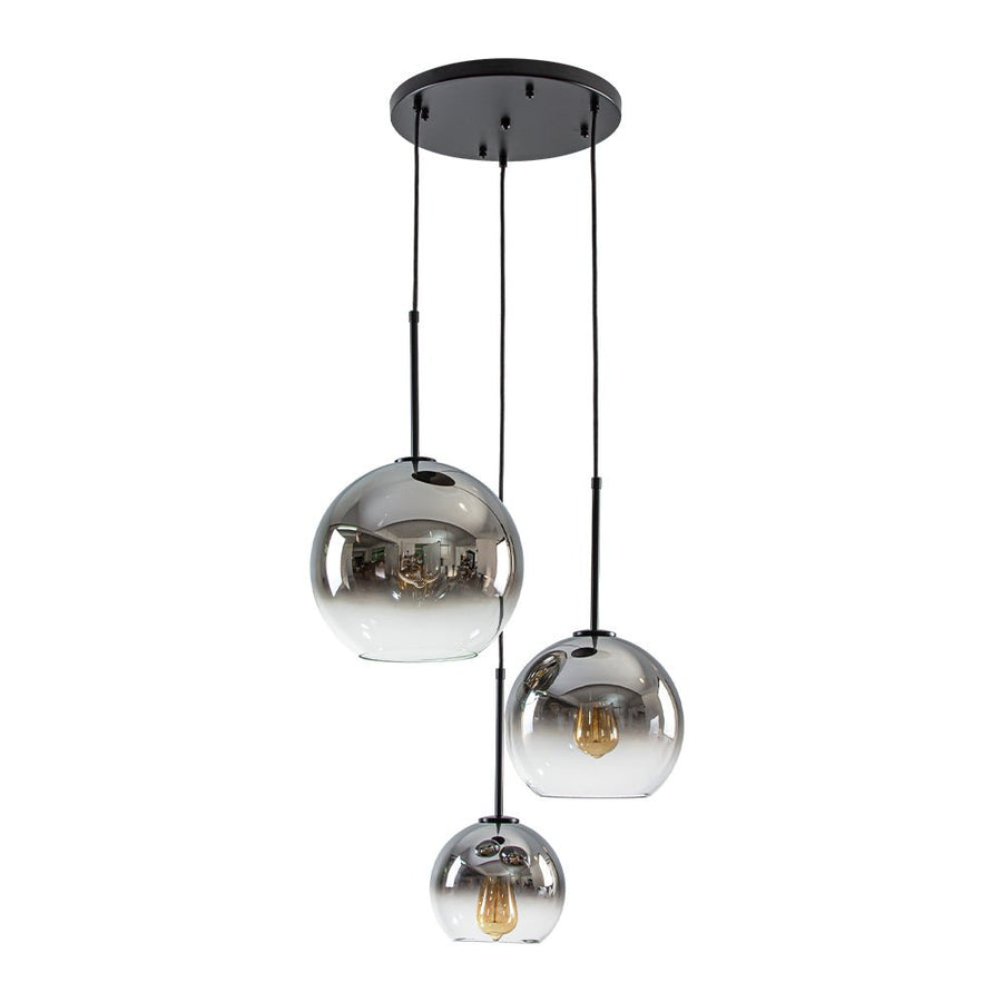 Farmhouze Light - Stylish 3 - Light Gradient Glass Globe Pendant Light - Chandelier - Gold Tone - 