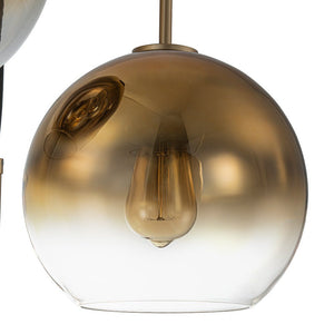 Farmhouze Light - Stylish 3 - Light Gradient Glass Globe Pendant Light - Chandelier - Gold Tone - 