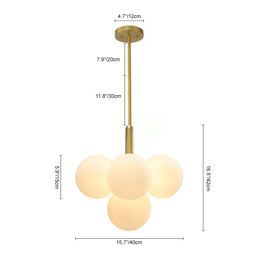 Farmhouze Light-Tiered Opal Glass Globe Cluster Grape Chandelier-Chandelier-Brass/5-Light-