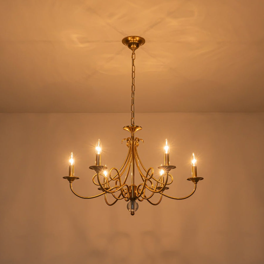 Farmhouze Light - Traditional Luxury Brass 6 - Light Candle Chandelier - Chandelier - Brass - 