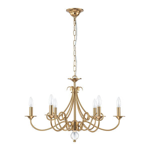 Farmhouze Light - Traditional Luxury Brass 6 - Light Candle Chandelier - Chandelier - Brass - 