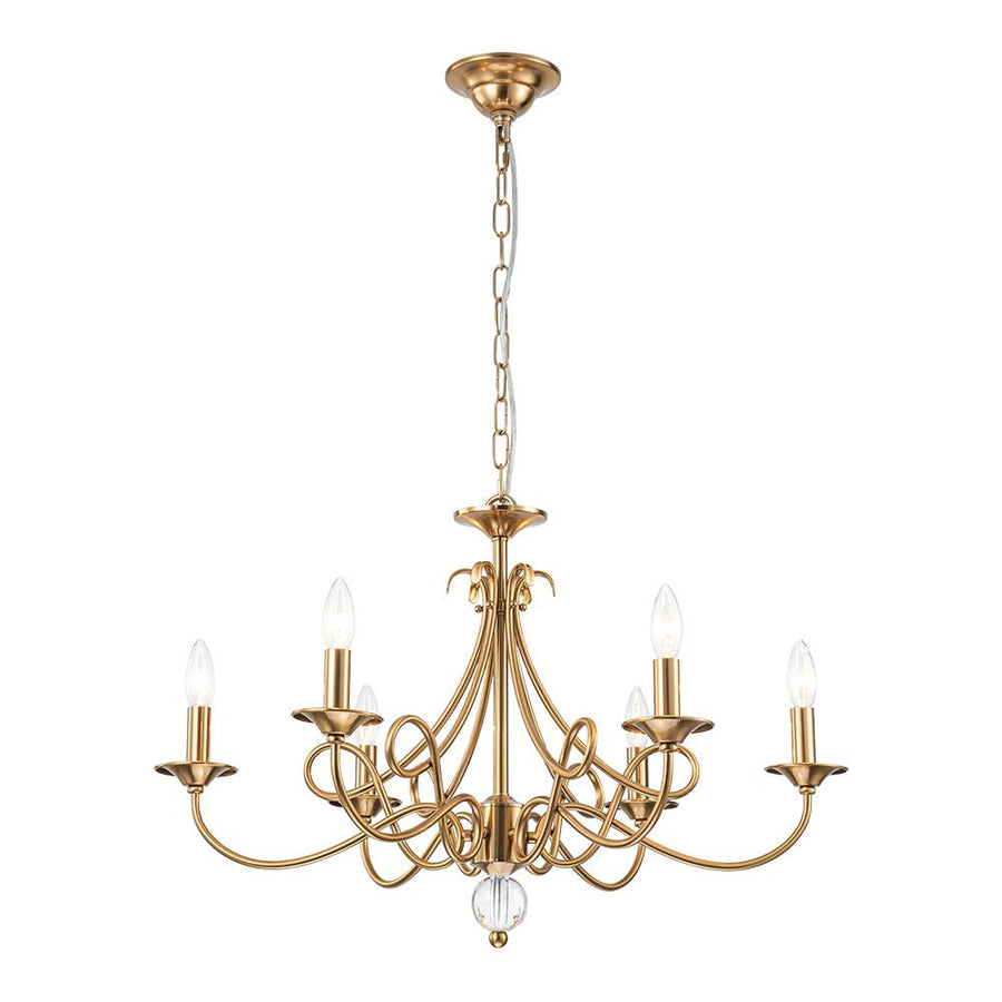 Farmhouze Light - Traditional Luxury Brass 6 - Light Candle Chandelier - Chandelier - Brass - 