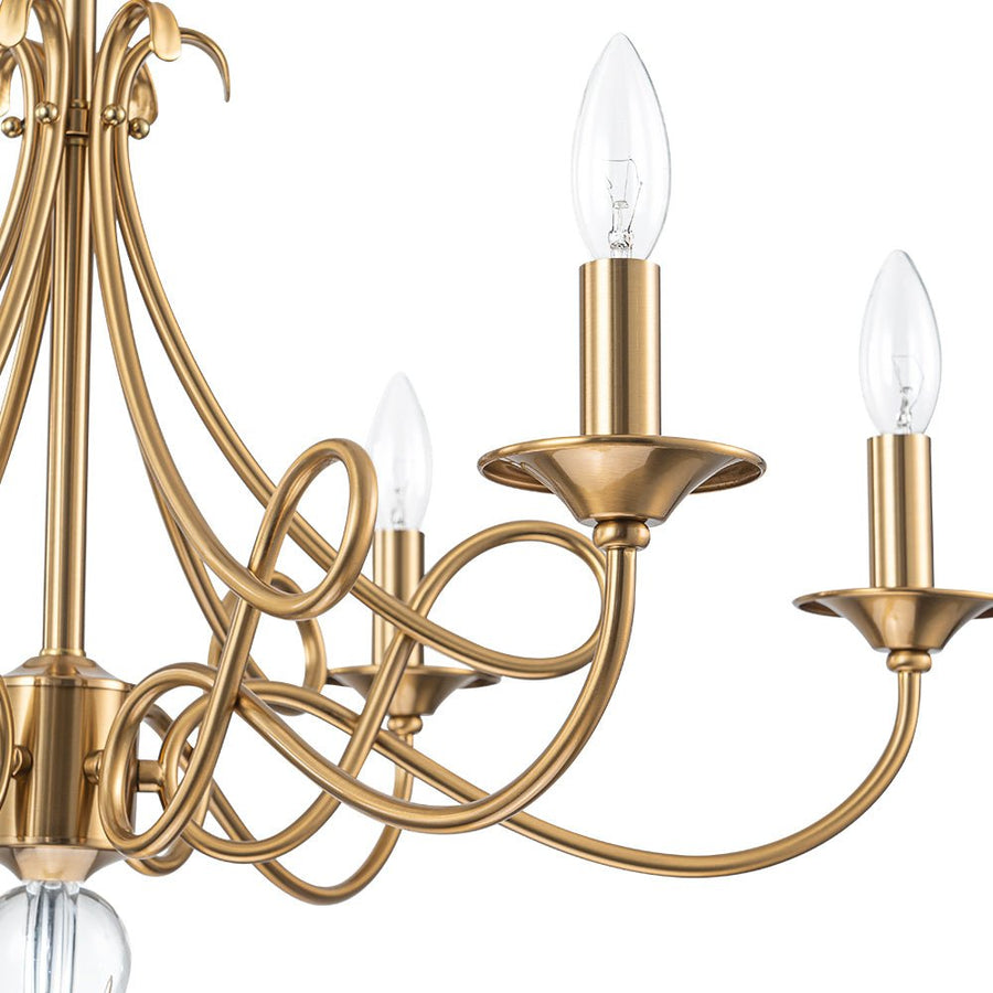 Farmhouze Light - Traditional Luxury Brass 6 - Light Candle Chandelier - Chandelier - Brass - 