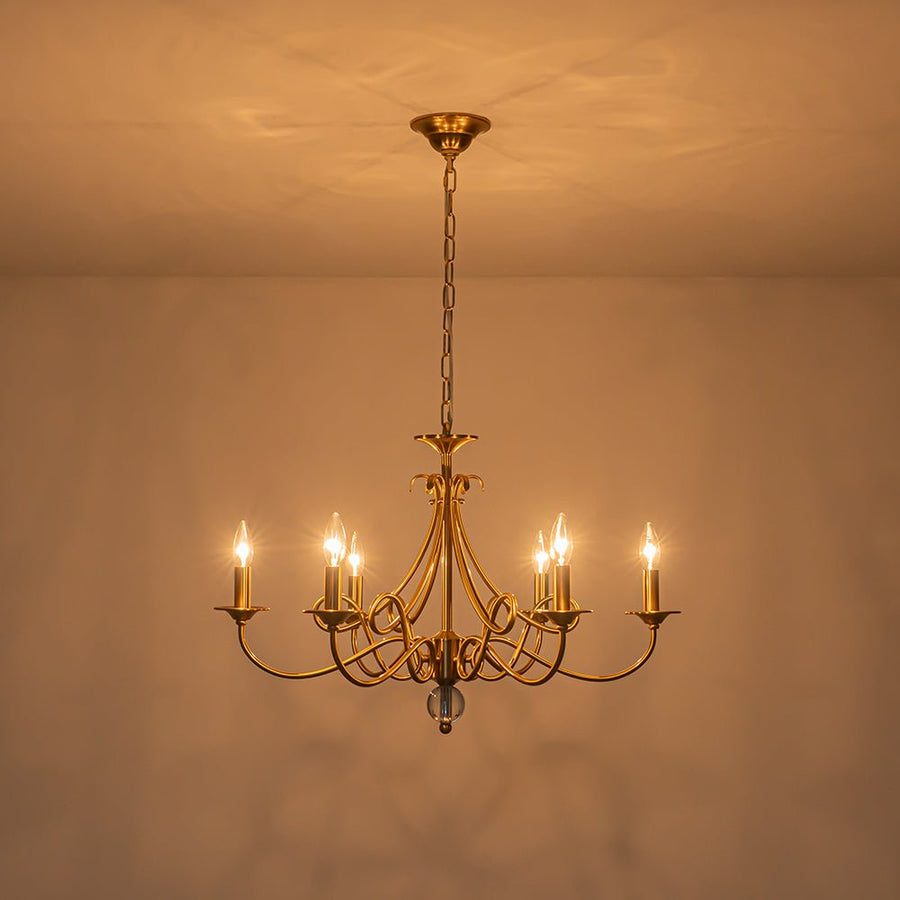 Farmhouze Light - Traditional Luxury Brass 6 - Light Candle Chandelier - Chandelier - Brass - 