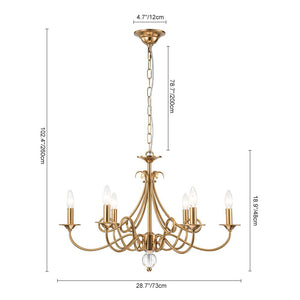 Farmhouze Light - Traditional Luxury Brass 6 - Light Candle Chandelier - Chandelier - Brass - 