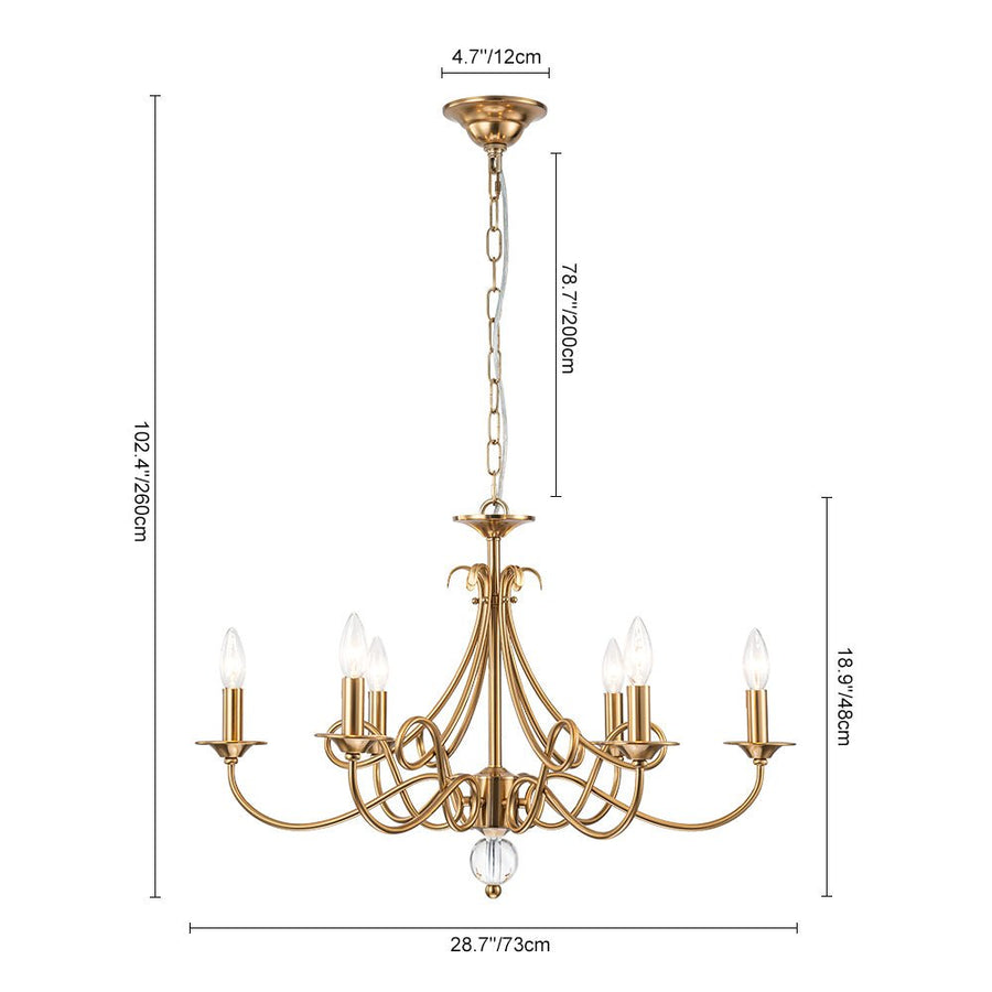 Farmhouze Light - Traditional Luxury Brass 6 - Light Candle Chandelier - Chandelier - Brass - 